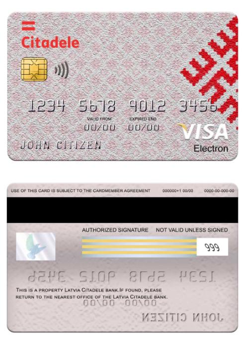 Latvia Citadele bank visa electron card